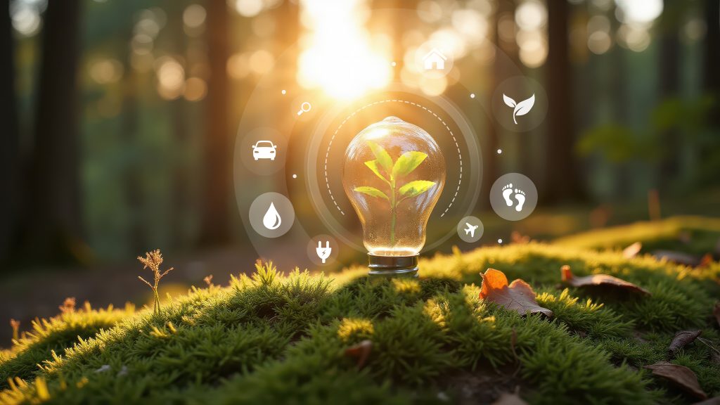 Sustainable energy sources concept with growing plant in light bulb