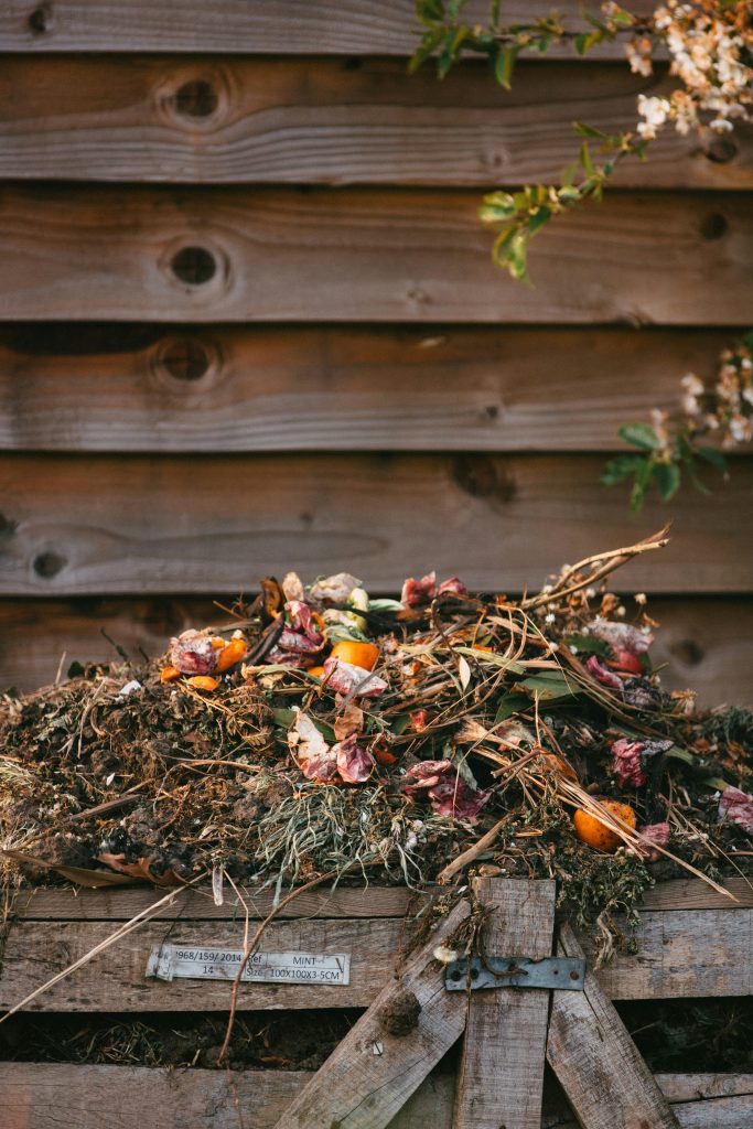 A garden compost heap.